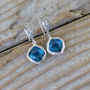 Beautiful London Blue topaz earrings handmade in sterling silver 925