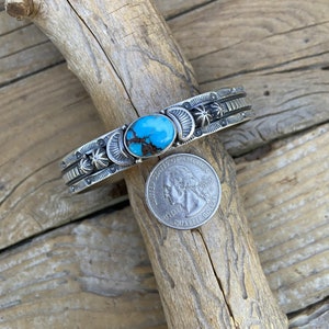 Gorgeous Egyptian turquoise cuff bracelet handmade in sterling silver 925 wonderful silver stamp work and and a beautiful stone