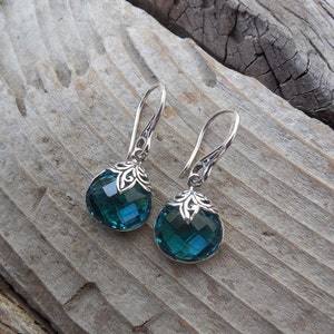 Beautiful London blue topaz earrings handmade in sterling silver 925