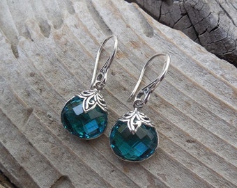 London blue topaz earrings handmade in sterling silver 925