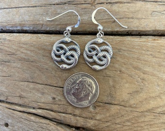 Double snake (Ouroborus) earrings handmade in sterling silver 925