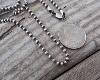 Beaded chain necklaces  3mm from 16&quot; to 30&quot; long, all in sterling silver 925