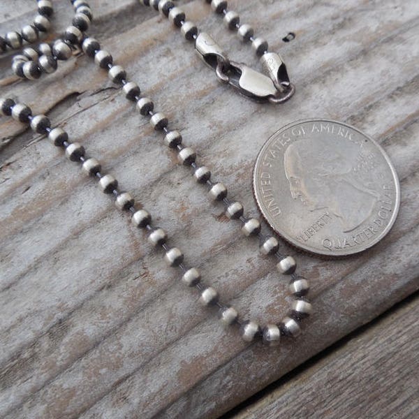 Perlenkettenhalsketten 3 mm von 16 bis 30 Zoll lang, alle aus Sterlingsilber 925