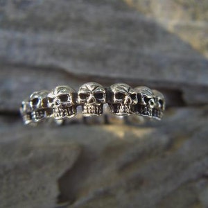 Skull band handmade in sterling silver