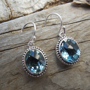 Sky blue topaz earrings handmade in sterling silver