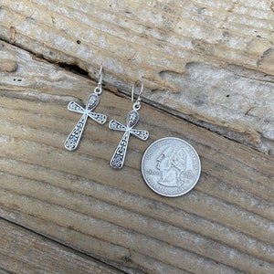Beautiful cross earrings handmade in sterling silver 925