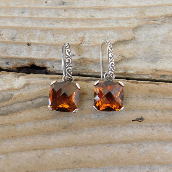 Madeira citrine earrings handmade in sterling silver 925 with beautiful Madeira citrine