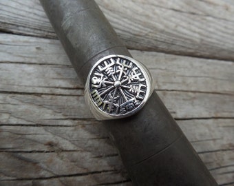 Viking compass ring handmade in sterling silver 925