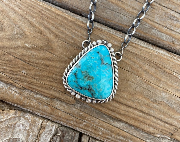 Kingman Turquoise Necklace Handmade and Signed in Sterling Silver 925 ...