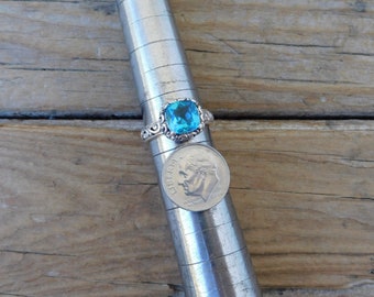 London Blue topaz ring handmade in sterling silver 925