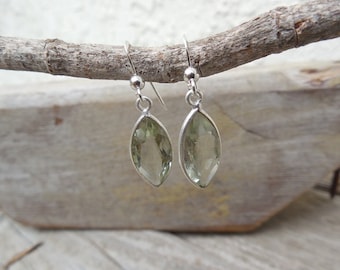 Green amethyst earrings handmade in sterling silver 925