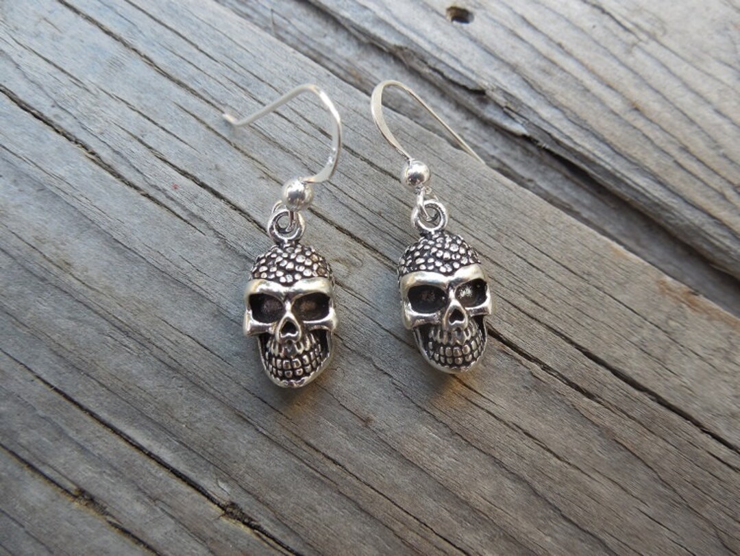 Skull Earrings Handmade in Sterling Silver 925 - Etsy