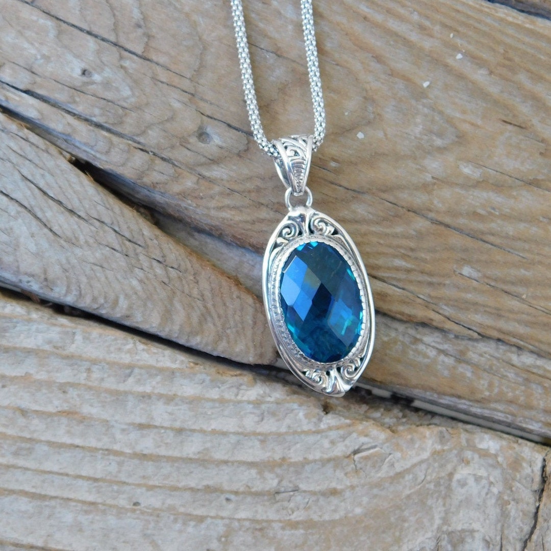 Gorgeous London Blue Topaz Necklace Handmade in Sterling Silver 925 ...