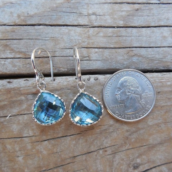 Beautiful sky blue topaz earrings handmade in sterling silver 925
