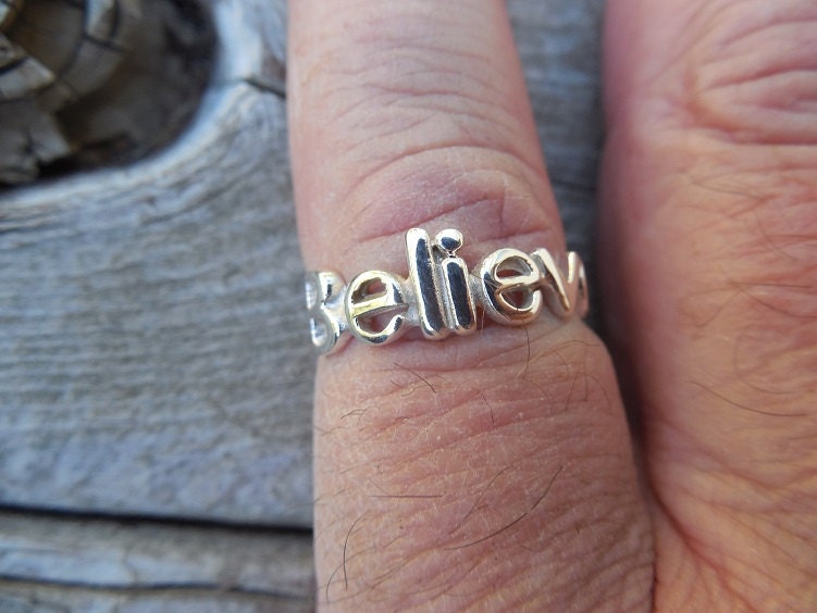 Sterling Silver 'Believe' Band Ring