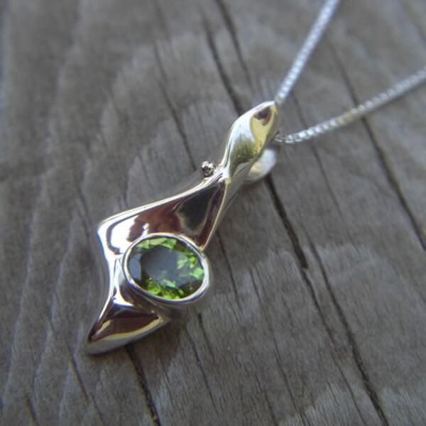 Peridot necklace handmade in sterling silver