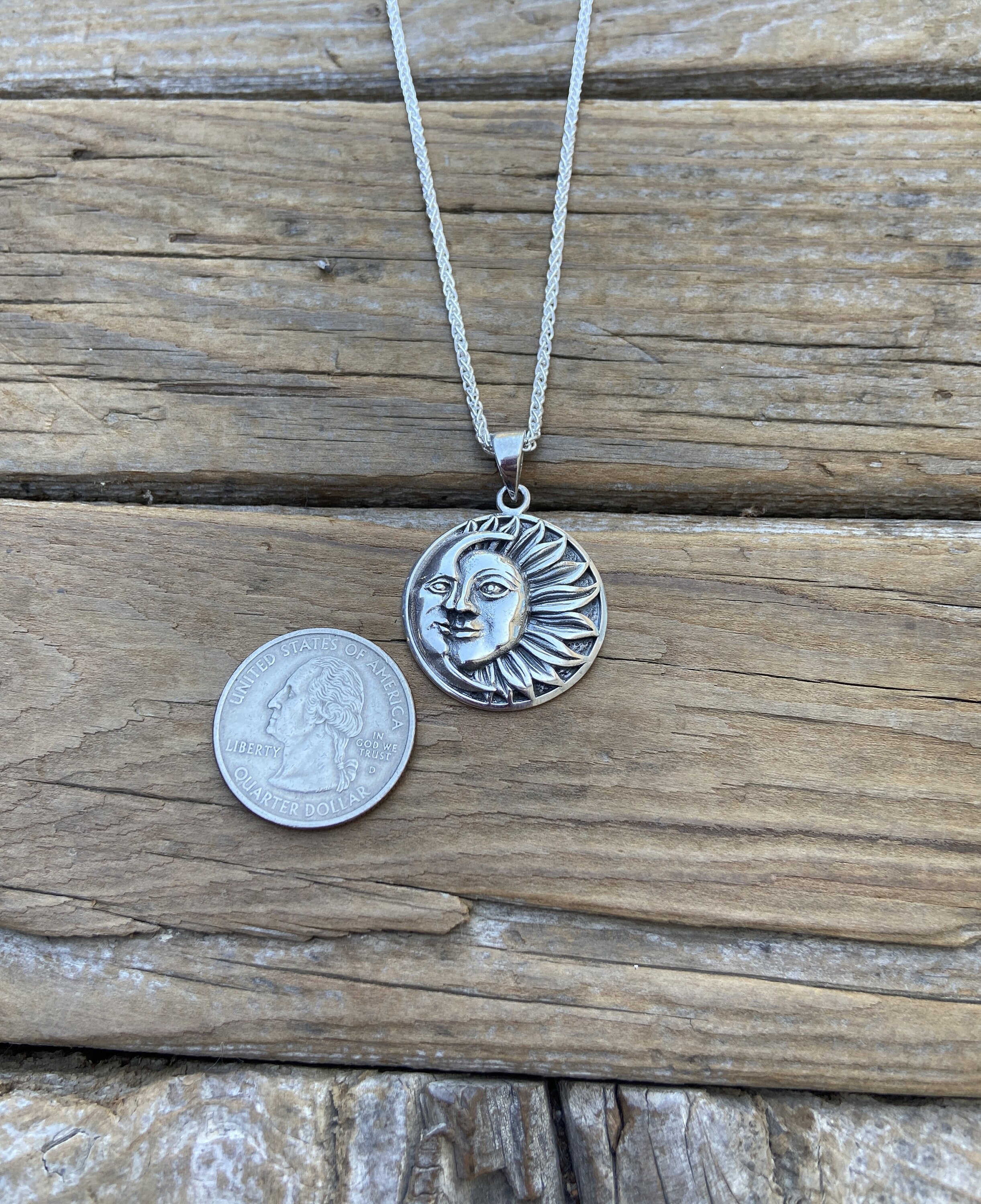 Moon and Sun Necklace Handmade in Sterling Silver 925 - Etsy