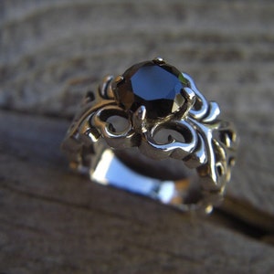 Medieval ring with a black CZ in sterling silver image 3