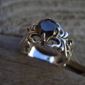 Medieval ring with a black CZ in sterling silver image 3