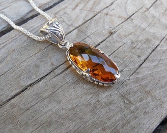 Madeira citrine necklace handmade in sterling silver 925 with a beautiful citrine stone
