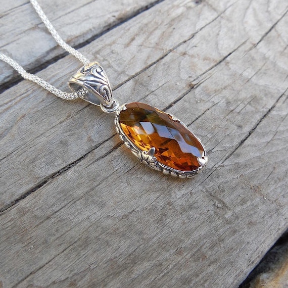 Madeira citrine necklace handmade in sterling silver 925 with a beautiful citrine stone