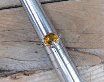 Madeira citrine ring handmade in sterling silver 925