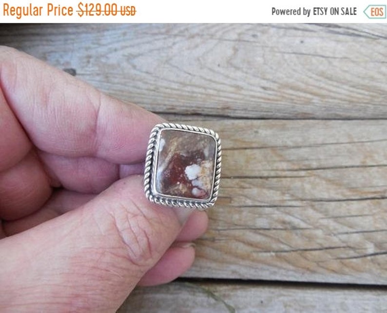 ON SALE Wild Horse magnesite ring handmade in sterling silver 925