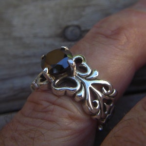 Medieval ring with a black CZ in sterling silver image 5