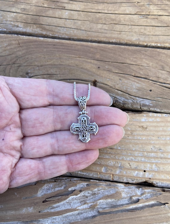 Pendentif Croix Médiévale En Argent 925 - Bijou Unisexe - Neuf Avec étiquettes, Origine Italie