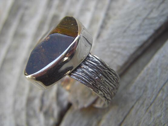 Amber Ring in Sterling Silver - Etsy