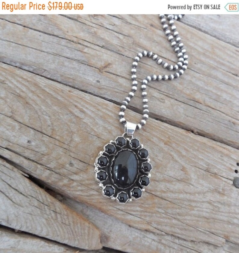 On Sale Beautiful Black Onyx Twelve Stone Cluster Necklace Etsy