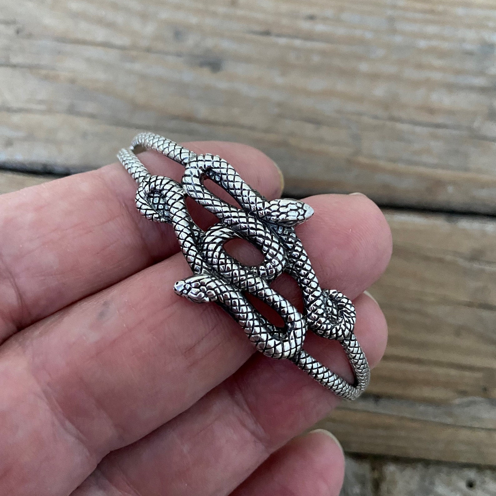 Beautiful Double Snake Cuff Bracelet Handmade in Sterling Etsy