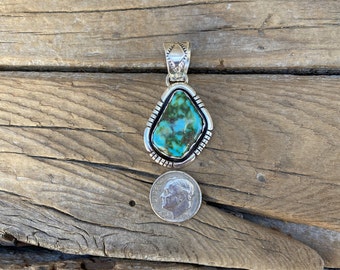 ON SALE Sonoran gold turquoise pendant handmade in sterling silver 925 with a beautiful stone