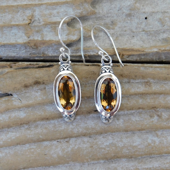 Madeira citrine earrings handmade in sterling silver 925 with beautiful Madeira citrine stones