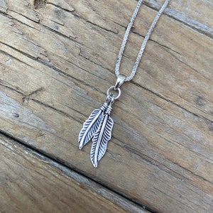 Double Feather Necklace Handmade in Sterling Silver 925 - Etsy Ireland