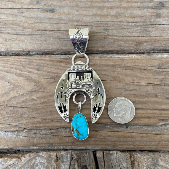 Beautiful turquoise pendant handmade and signed i… - image 1