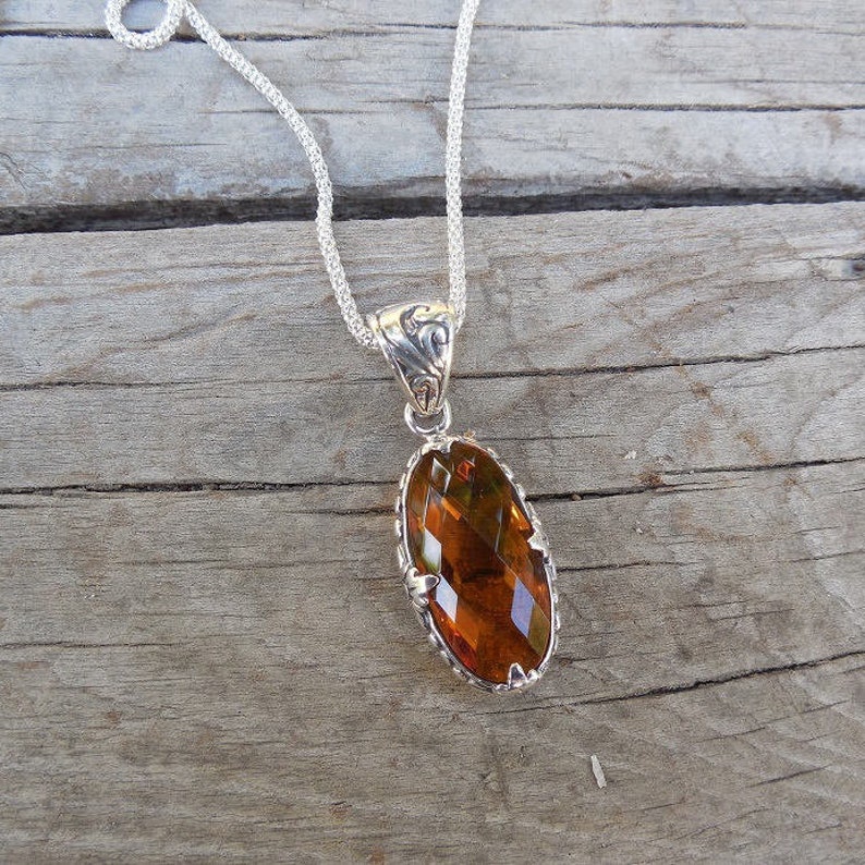 Madeira citrine necklace handmade in sterling silver 925 with a beautiful citrine stone image 2