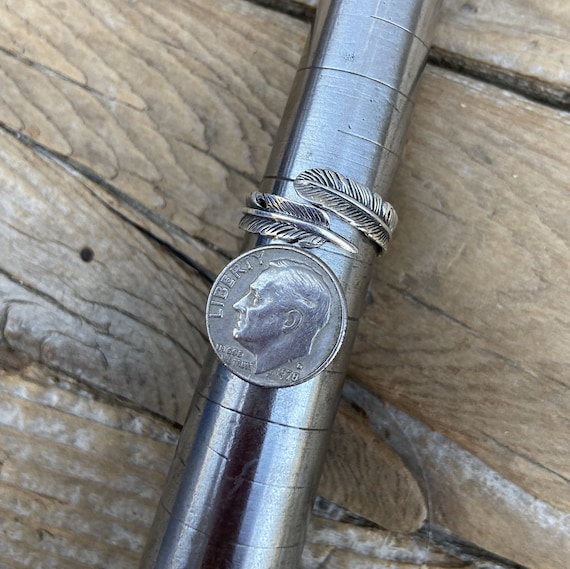Anello Regolabile Con Piuma Fatto A Mano In Argento Sterling 925 - Foto 5
