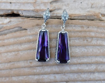 Amethyst earrings handmade in sterling silver 925 with gorgeous purple amethyst stones