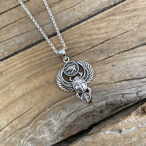 Skarabäus Kette mit dem Auge des Ra handgefertigt in Sterling Silber 925