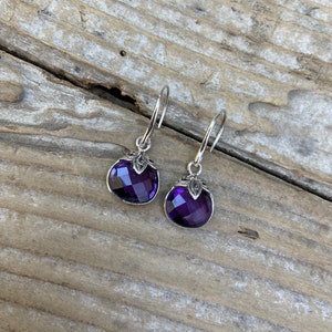 Amethyst earrings handmade in sterling silver 925 with beautiful purple amethyst stones