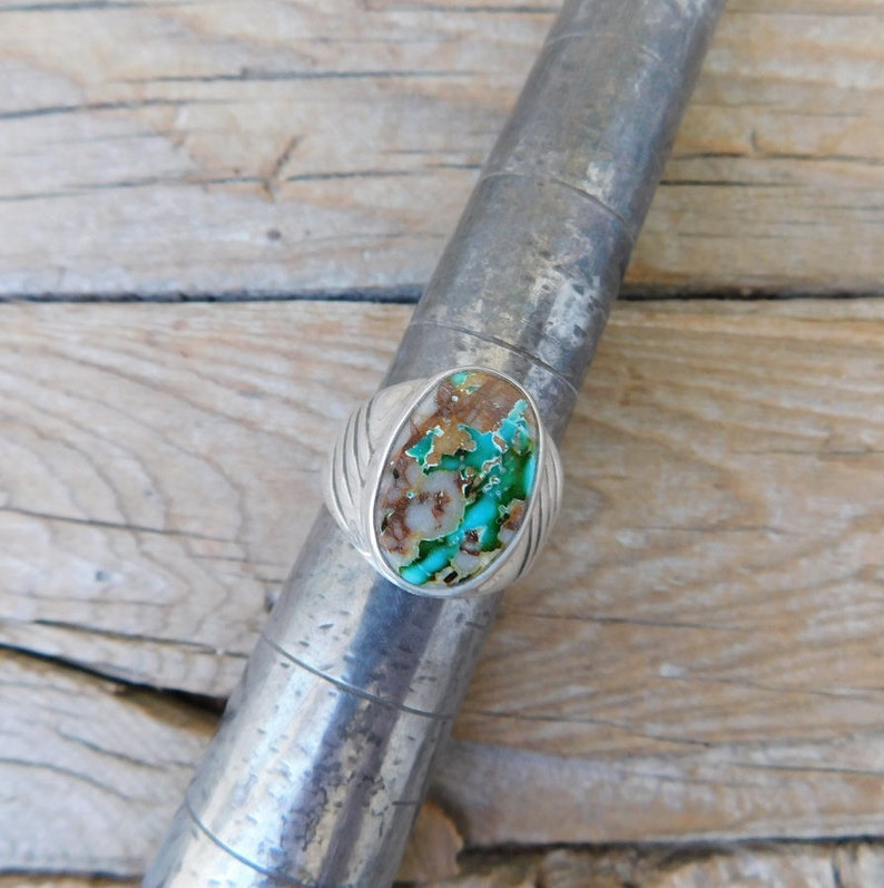 ON SALE Men/'s turquoise ring handmade in sterling silver 925 with Pilot Mountain turquoise