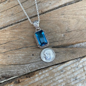 ON SALE Gorgeous London Blue topaz necklace handmade in sterling silver 925 with a beautiful stone