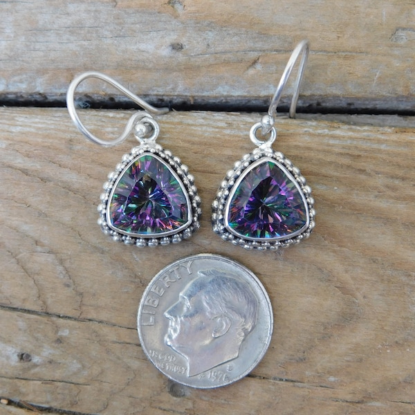 Mystic topaz earrings handmade in sterling silver 925