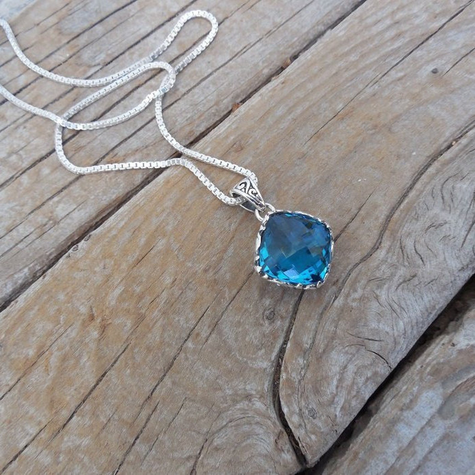 London blue topaz necklace handmade in sterling silver 925  Etsy