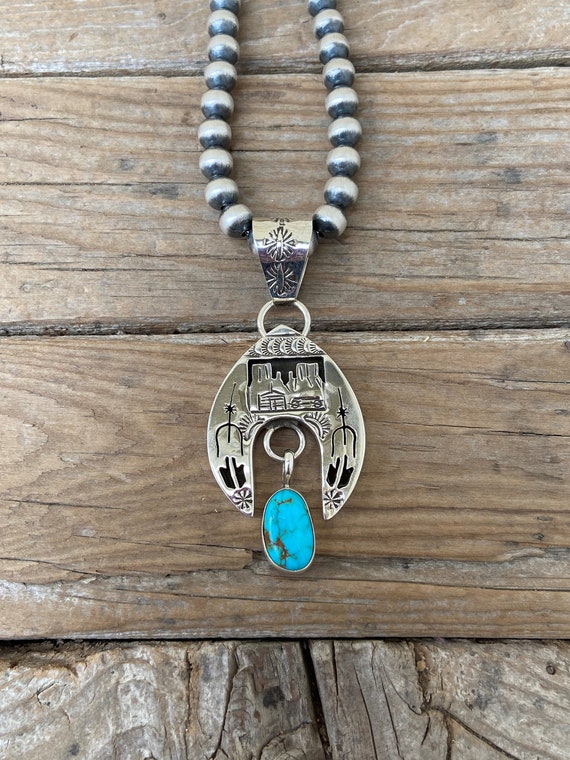 Beautiful turquoise pendant handmade and signed i… - image 7