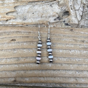 Navajo pearl earrings white white shell beads