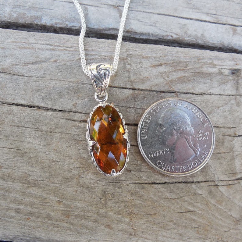 Madeira citrine necklace handmade in sterling silver 925 with a beautiful citrine stone image 3