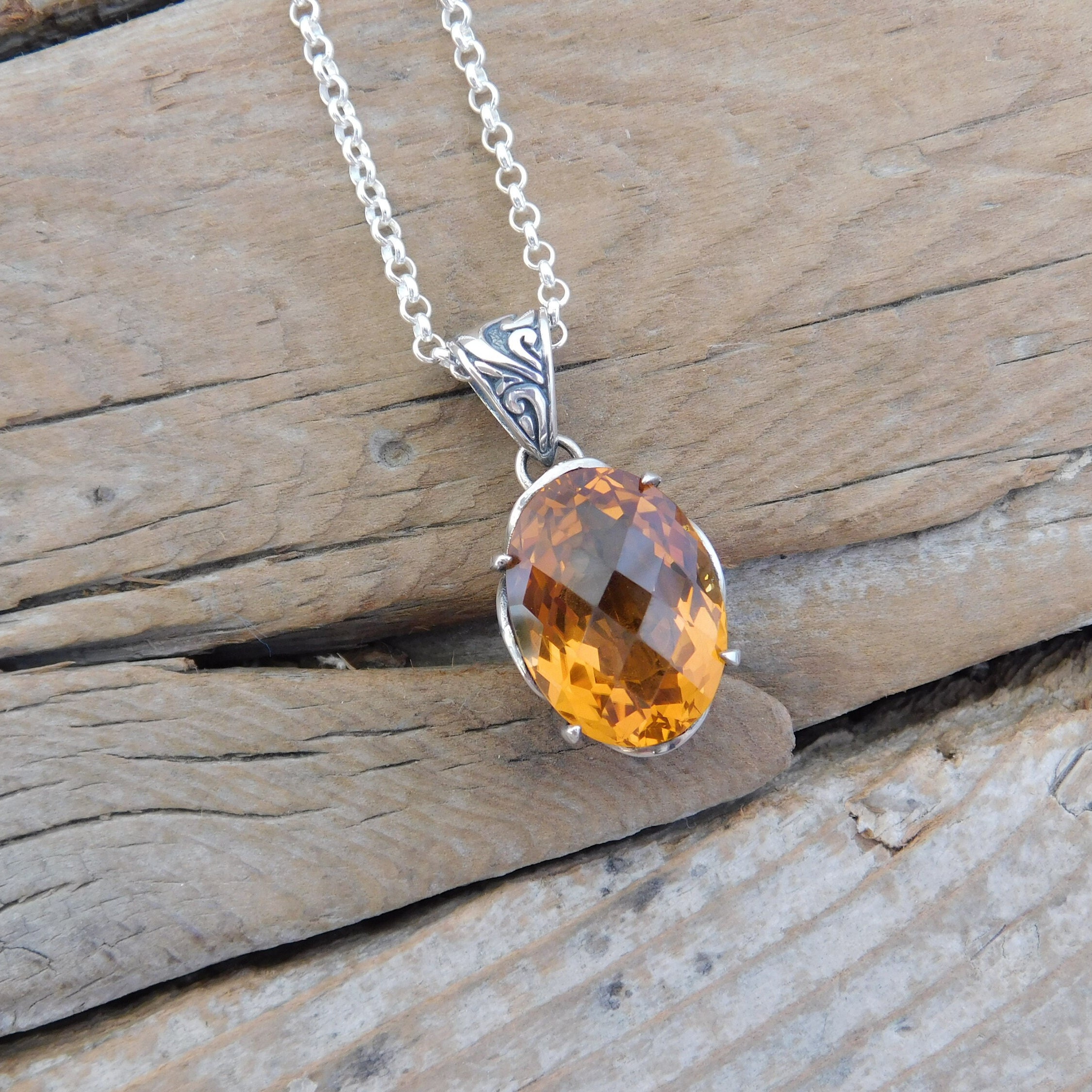 Madeira Citrine Necklace Handmade in 
