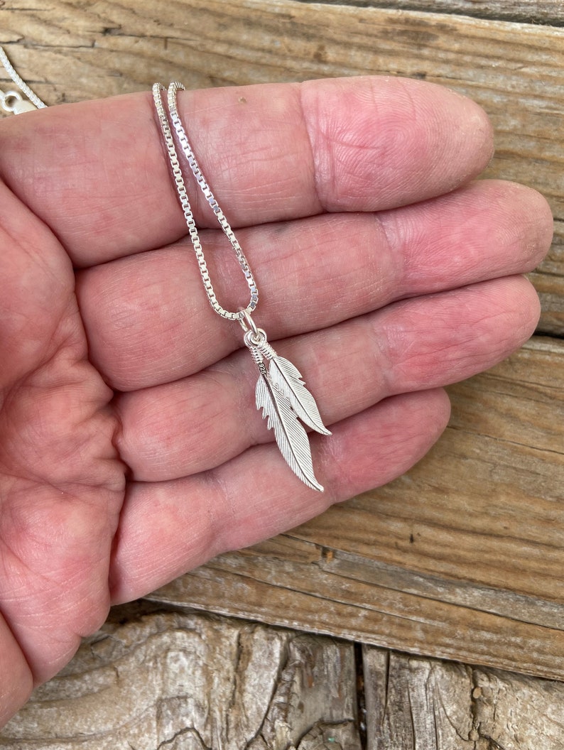 ON SALE Two Feather Necklace in Sterling Silver 925 Etsy